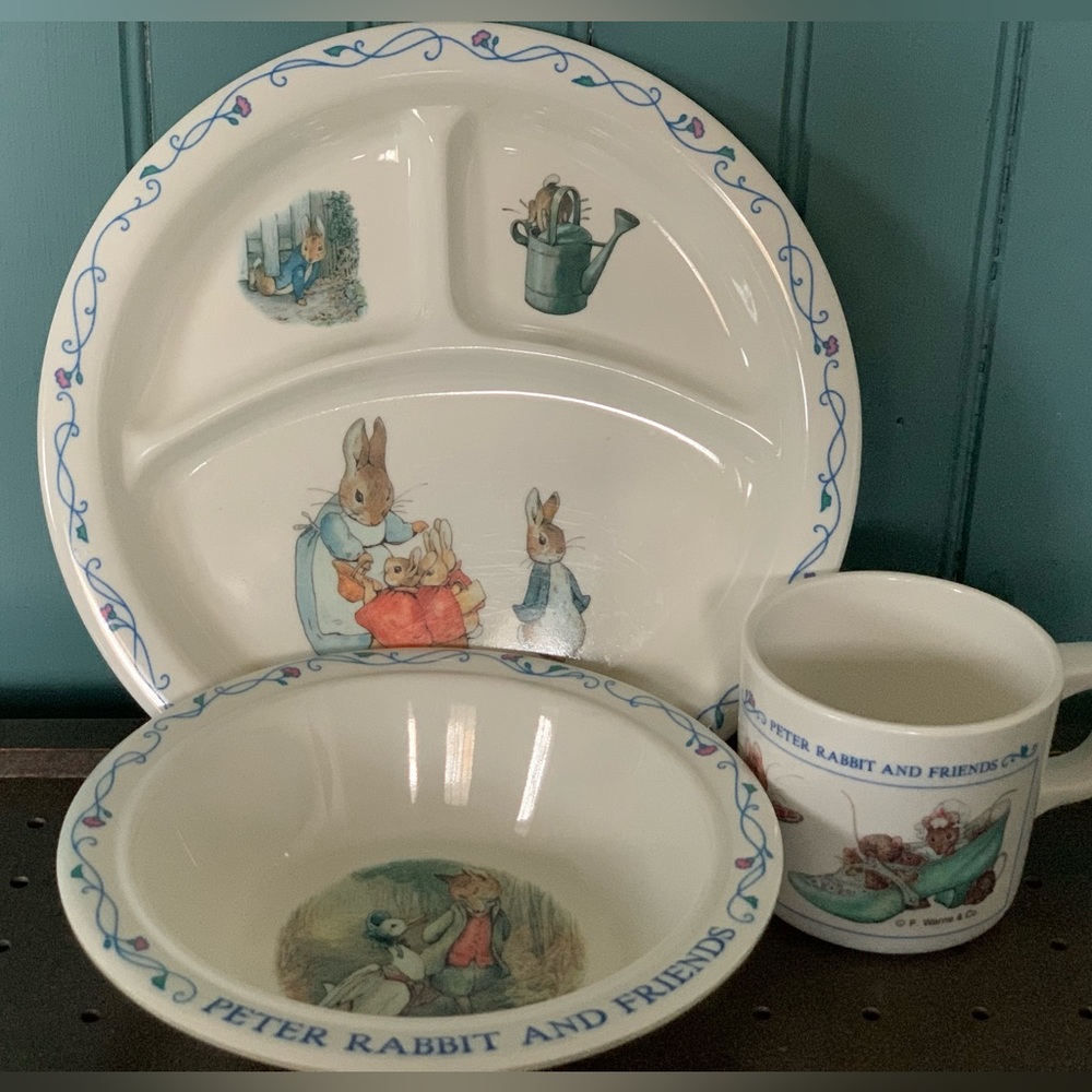 Vintage Peter Rabbit & Friends 3 Piece Melamine Set Beatrix Potter Eden